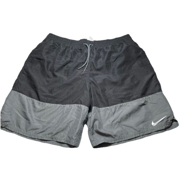 Nike Other - Nike Mens XL Swim Trunks Black Gray Colorblock Drawstring Lined Athletic Shorts